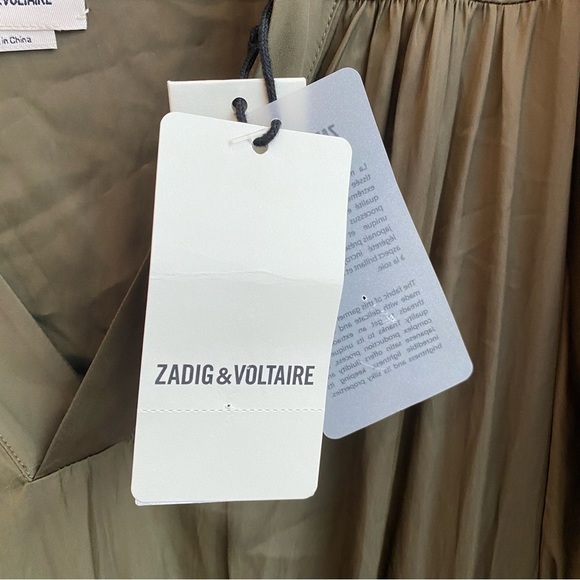 NWT Zadig & Voltaire - Ralia Asymmetric-Hem Satin Midi Dress, Size XS - Picture 12 of 14